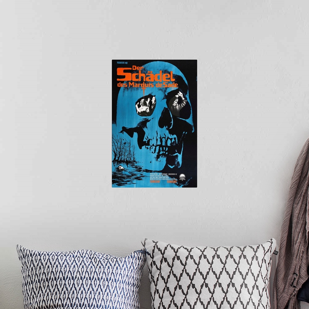 A bohemian room featuring The Skull - Vintage Movie Poster (German)