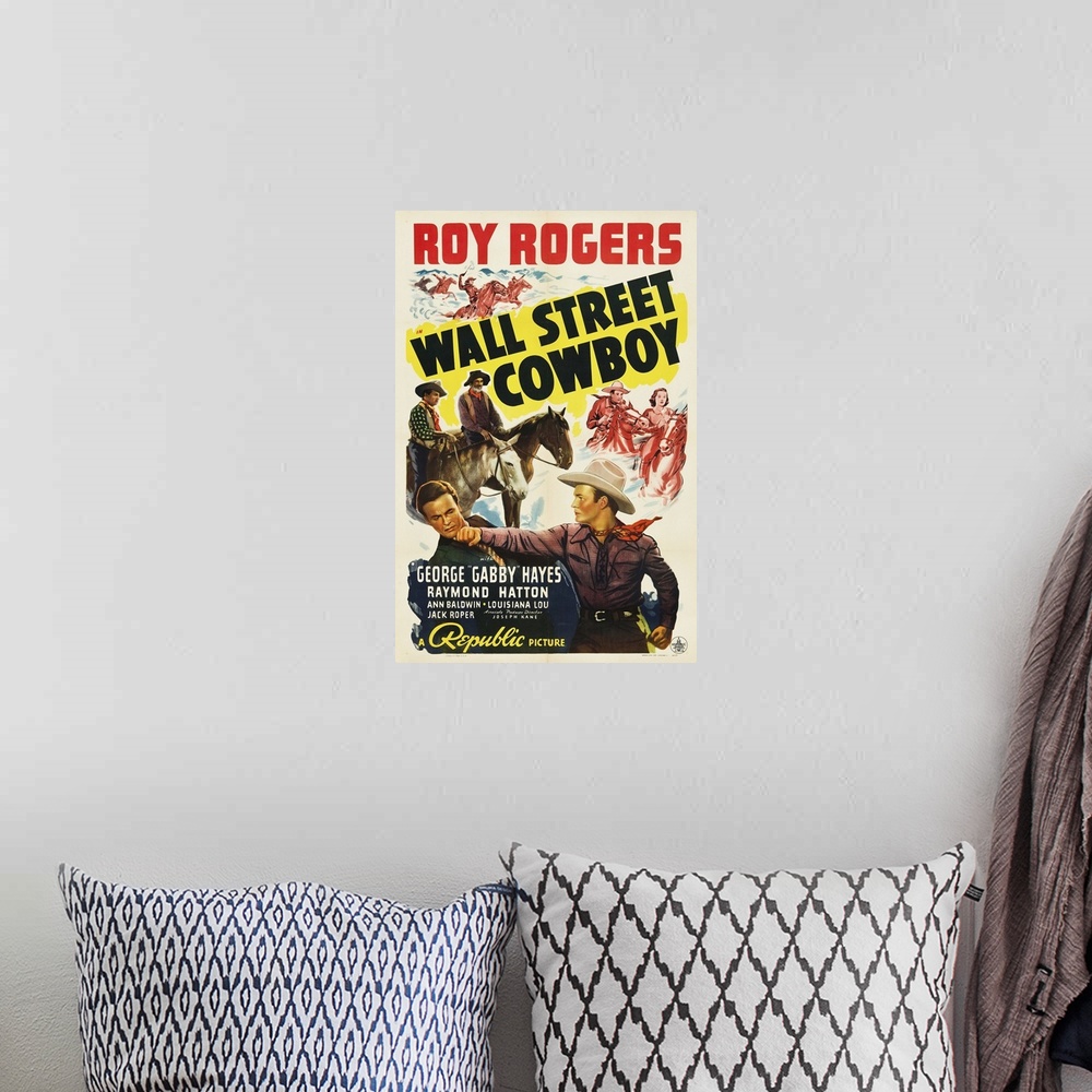 A bohemian room featuring Wall Street Cowboy - Vintage Movie Poster