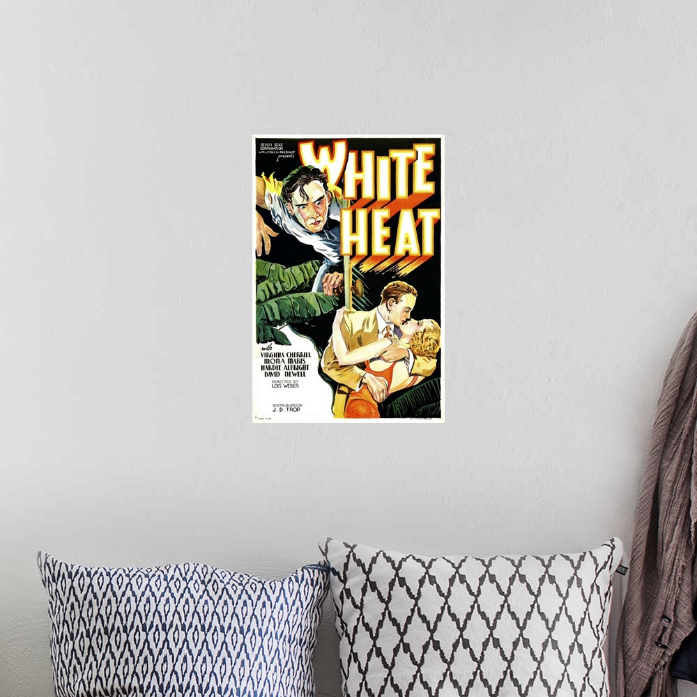 A bohemian room featuring White Heat - Vintage Movie Poster