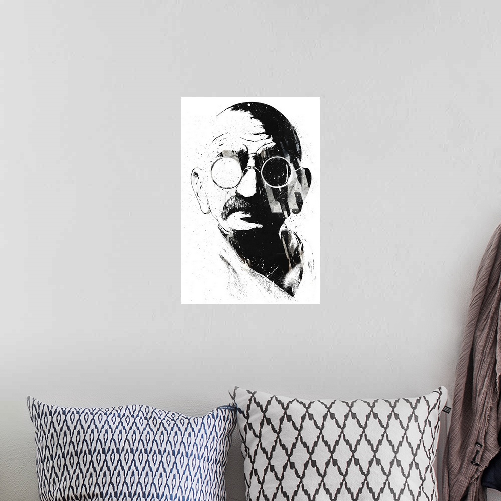 A bohemian room featuring Gandhi