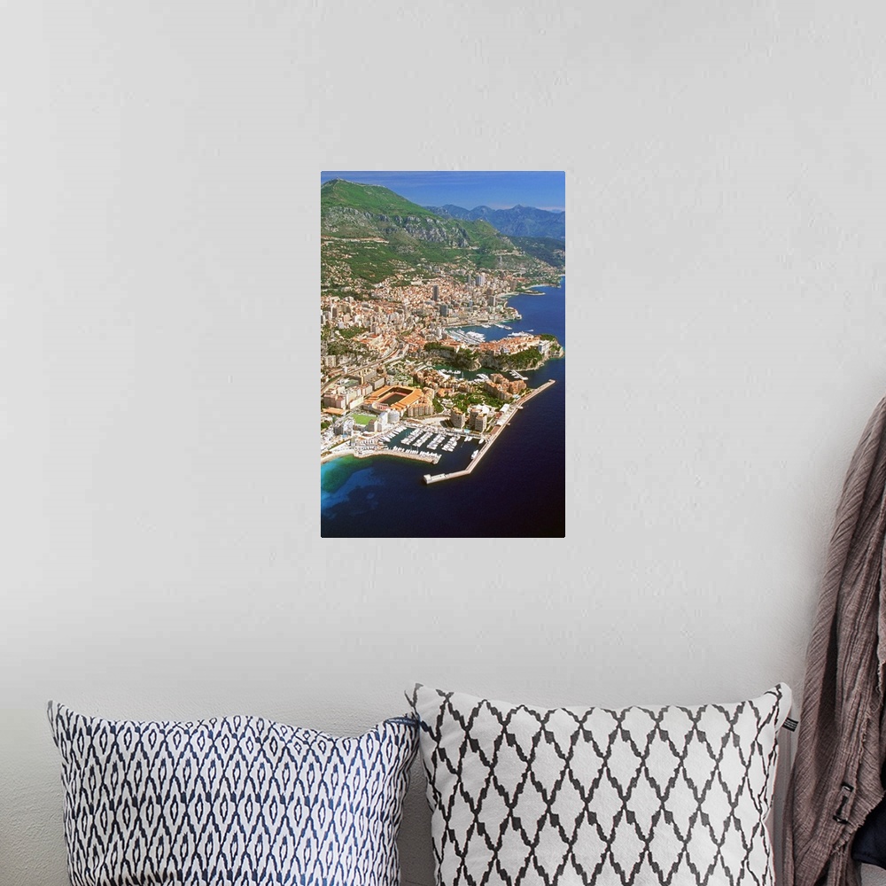 A bohemian room featuring Aerial view of a city, Monte Carlo, Monaco, France
