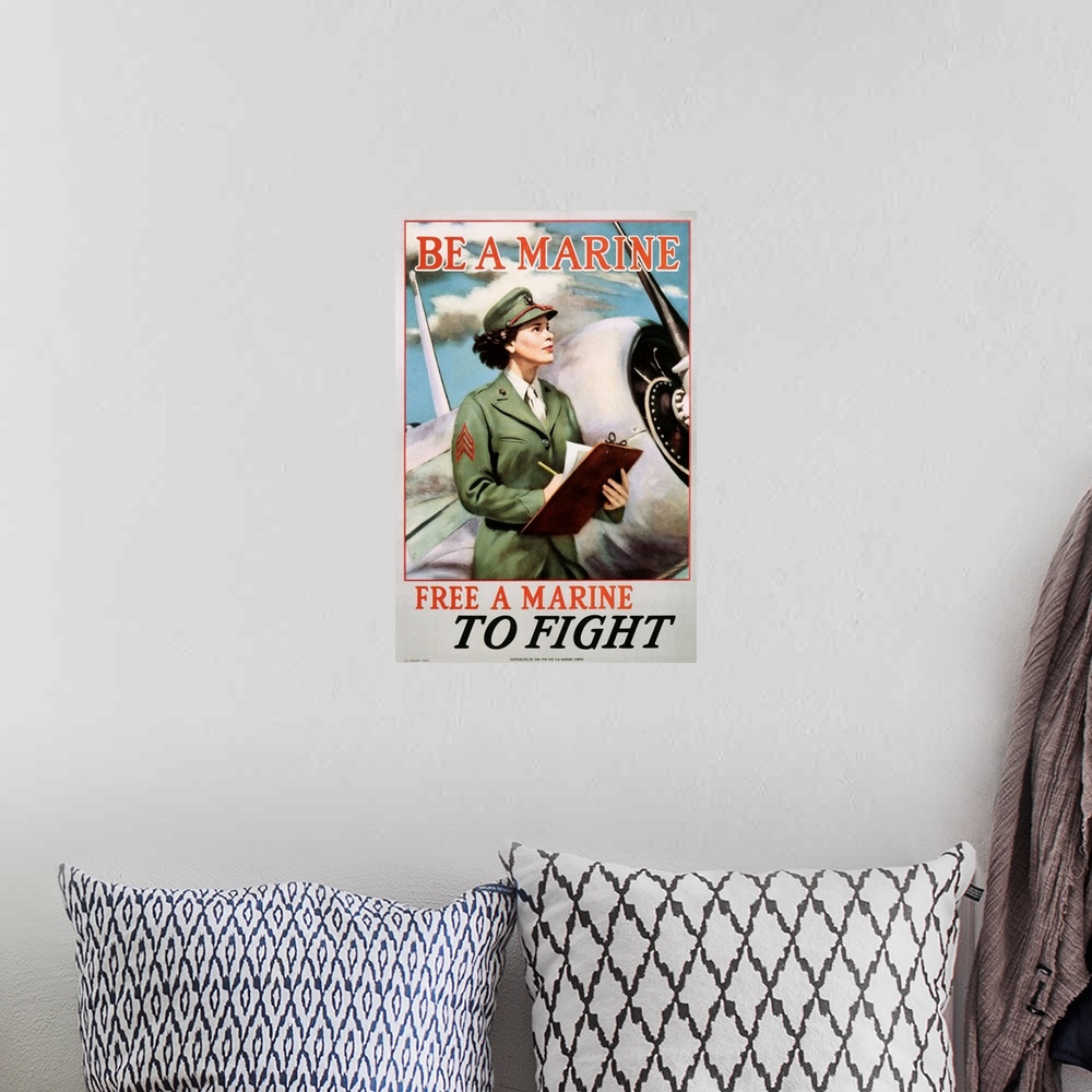 A bohemian room featuring Be A Marine - Free A Marine To Fight Poster