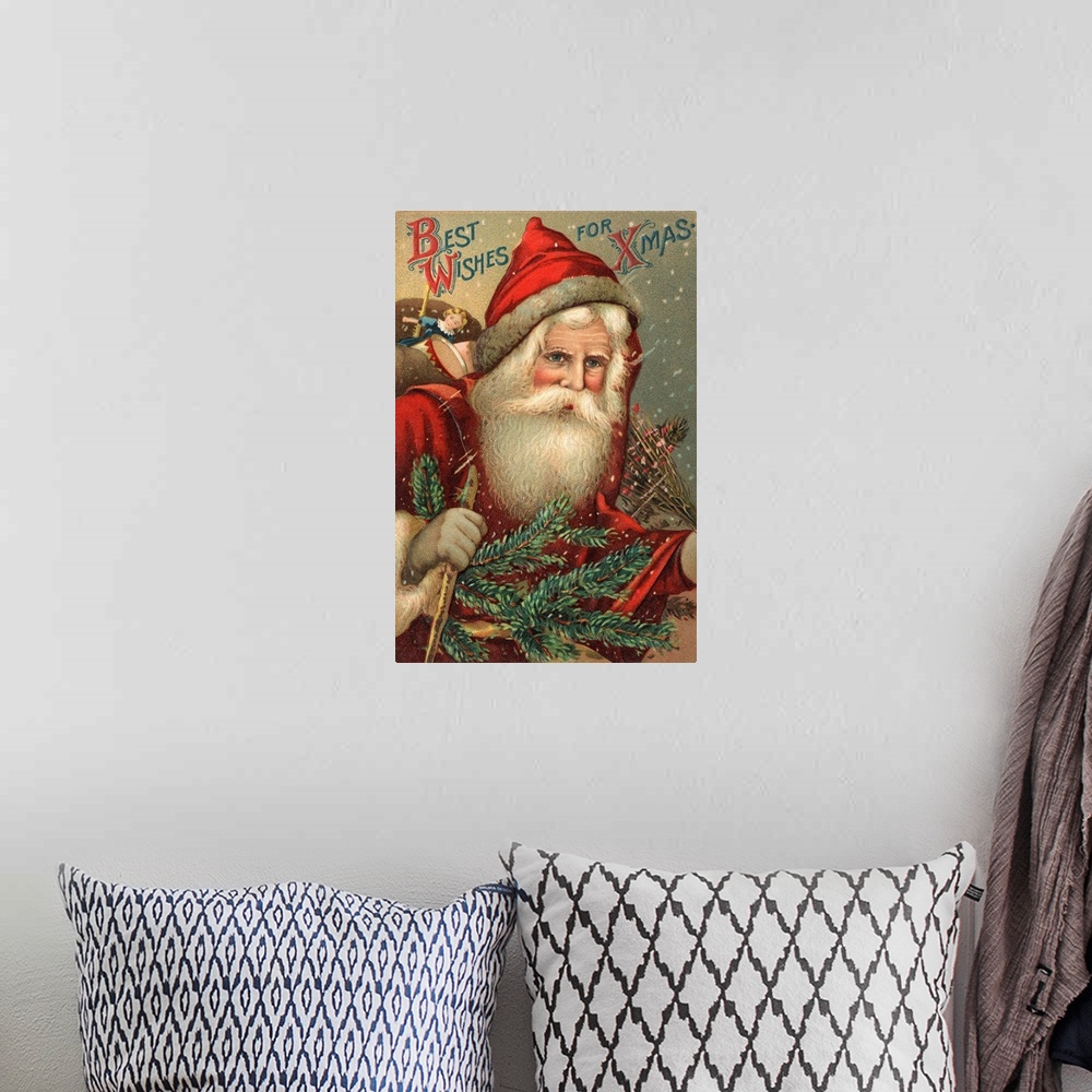 A bohemian room featuring Best Wishes For Xmas Postcard