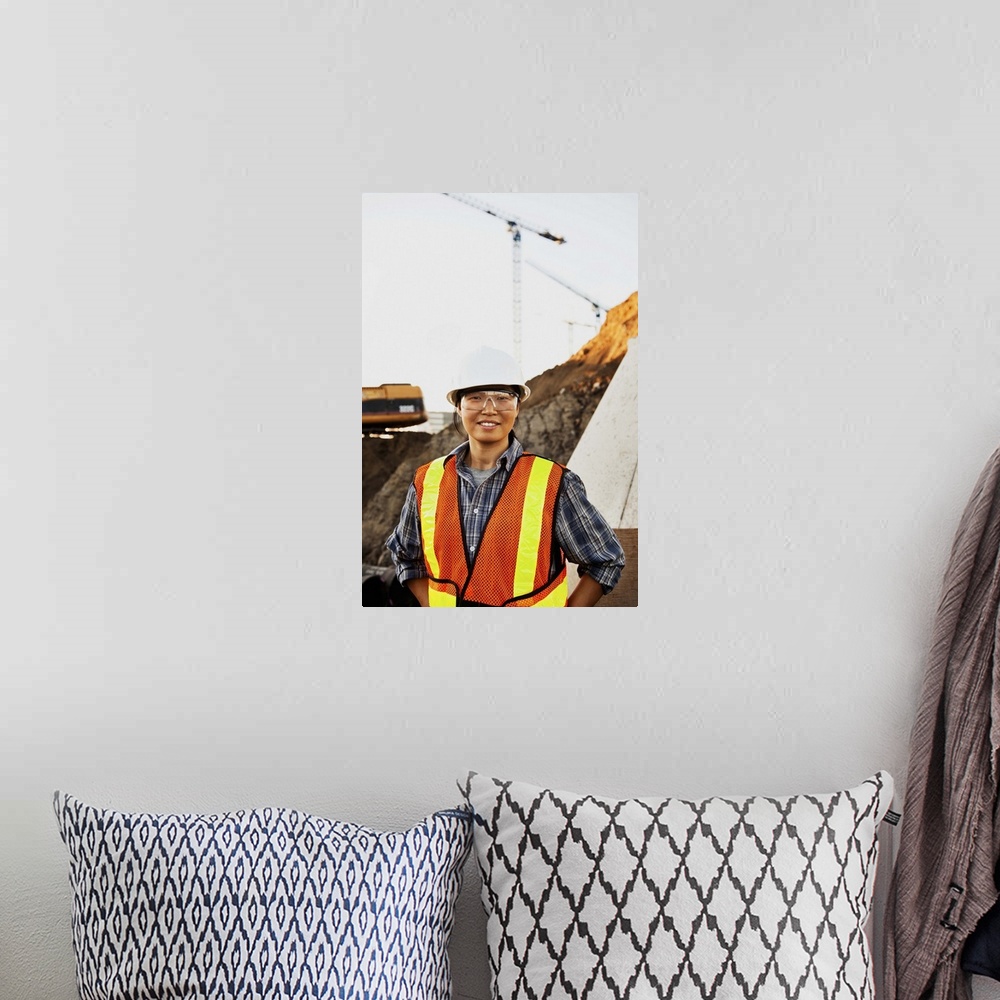 A bohemian room featuring Construction worker, portrait