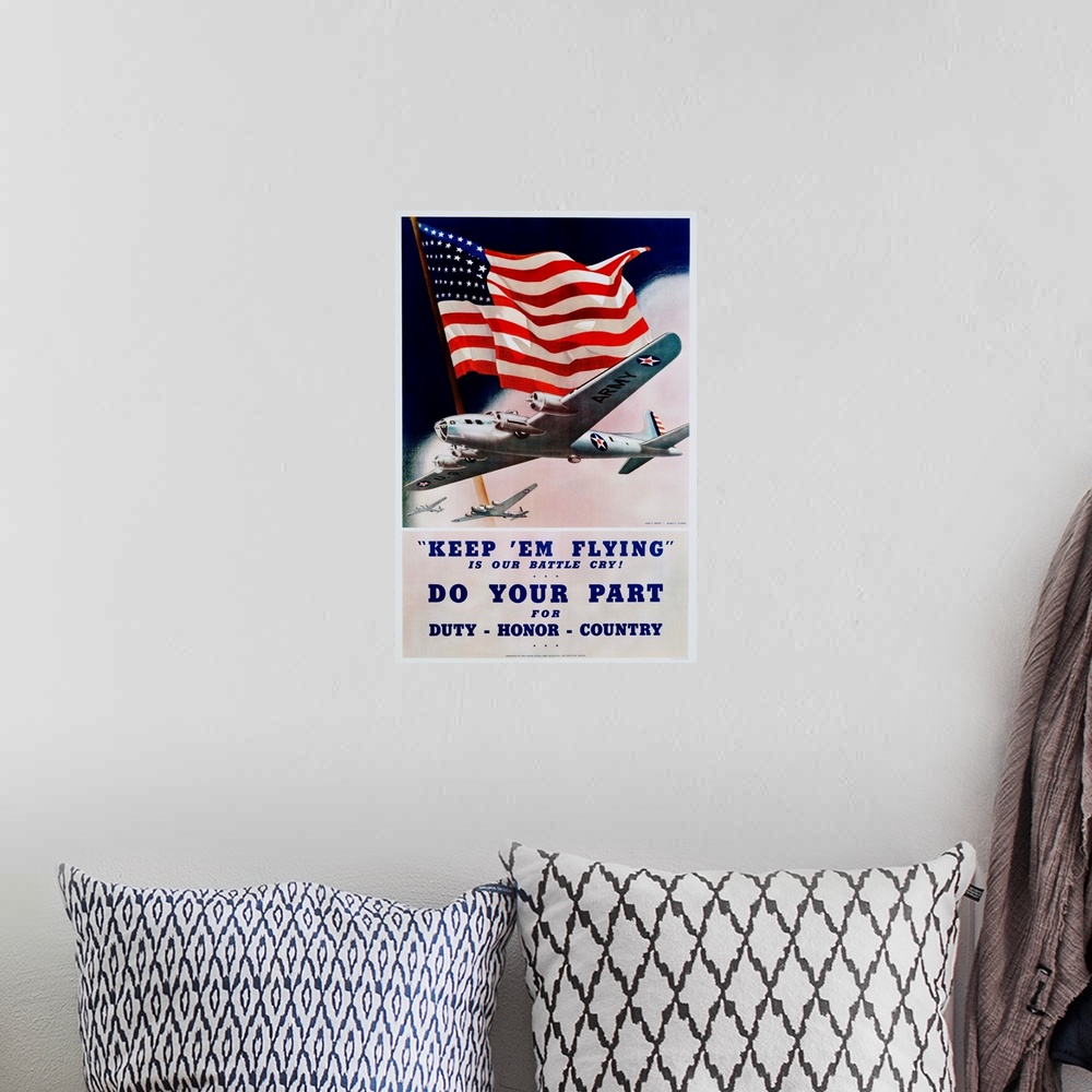 A bohemian room featuring 1942 --- Do Your Part Poster by Dan V. Smith and Albro F. Downe --- Image by .. Swim Ink 2, LLC/C...