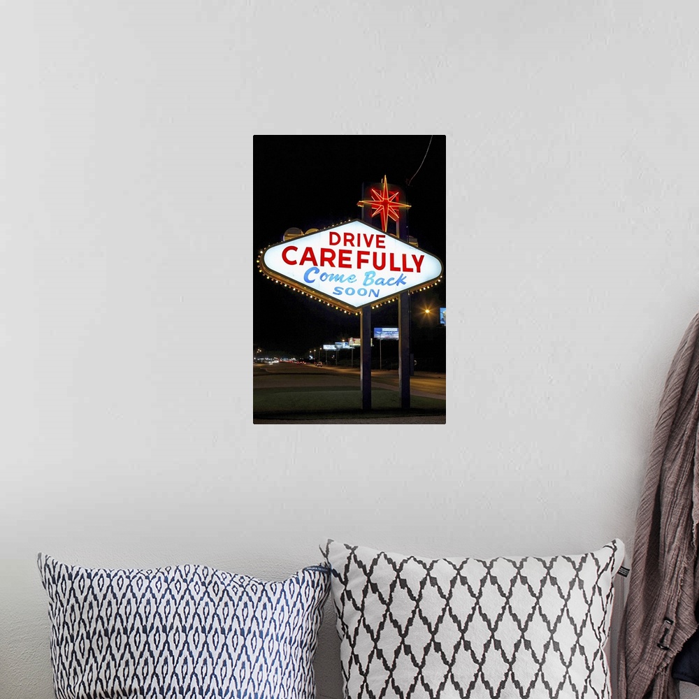 A bohemian room featuring Drive carefully, come back soon sign, Las Vegas, Nevada