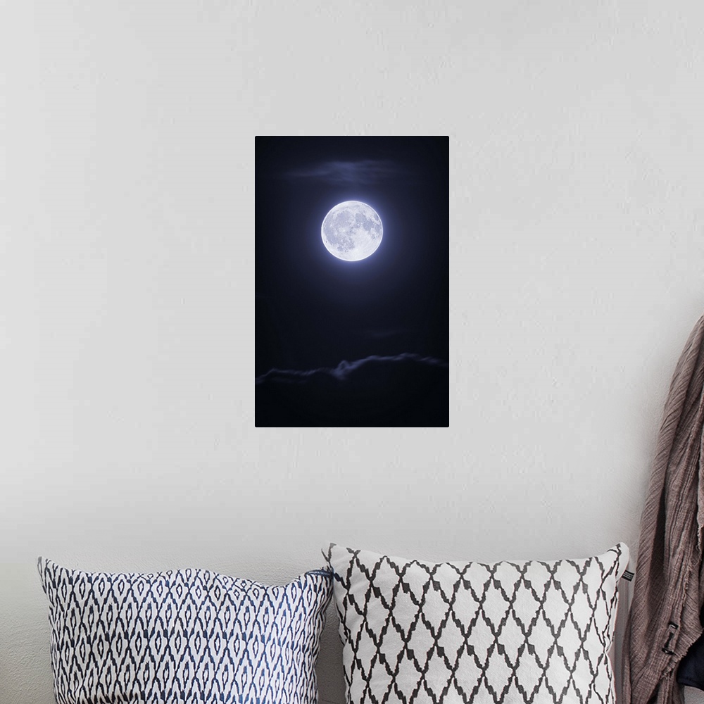 A bohemian room featuring Full moon with clouds at night