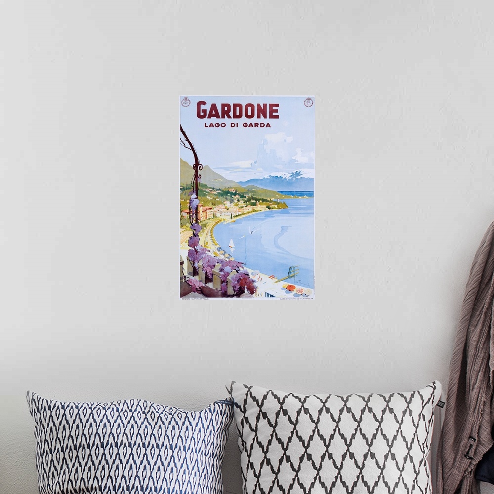 A bohemian room featuring Gardone Lago Di Garda Poster