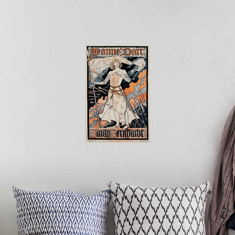 A bohemian room featuring Jeanne D'Arc - Sarah Bernhardt Theater Poster By Eugene Grasset