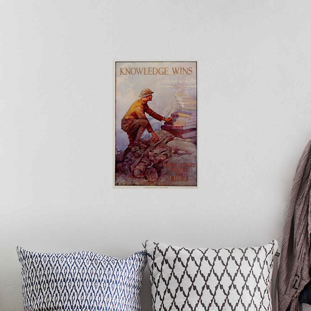 A bohemian room featuring Knowledge Wins Poster By Dan Smith