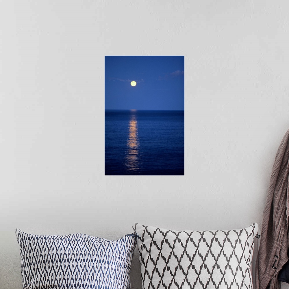A bohemian room featuring Moon over Lake at Night