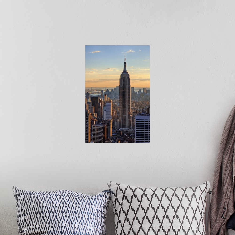A bohemian room featuring USA, New York State, New York City, View of Empire State Building at Manhattan