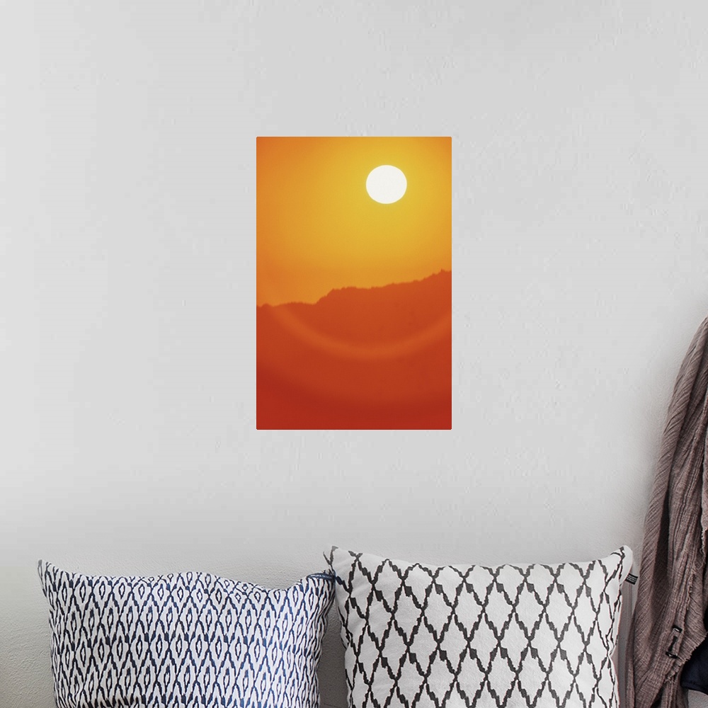 A bohemian room featuring orange sky