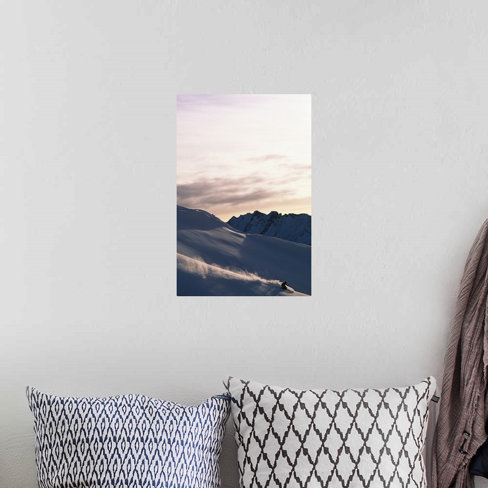 A bohemian room featuring Skier on a mountain skiing.