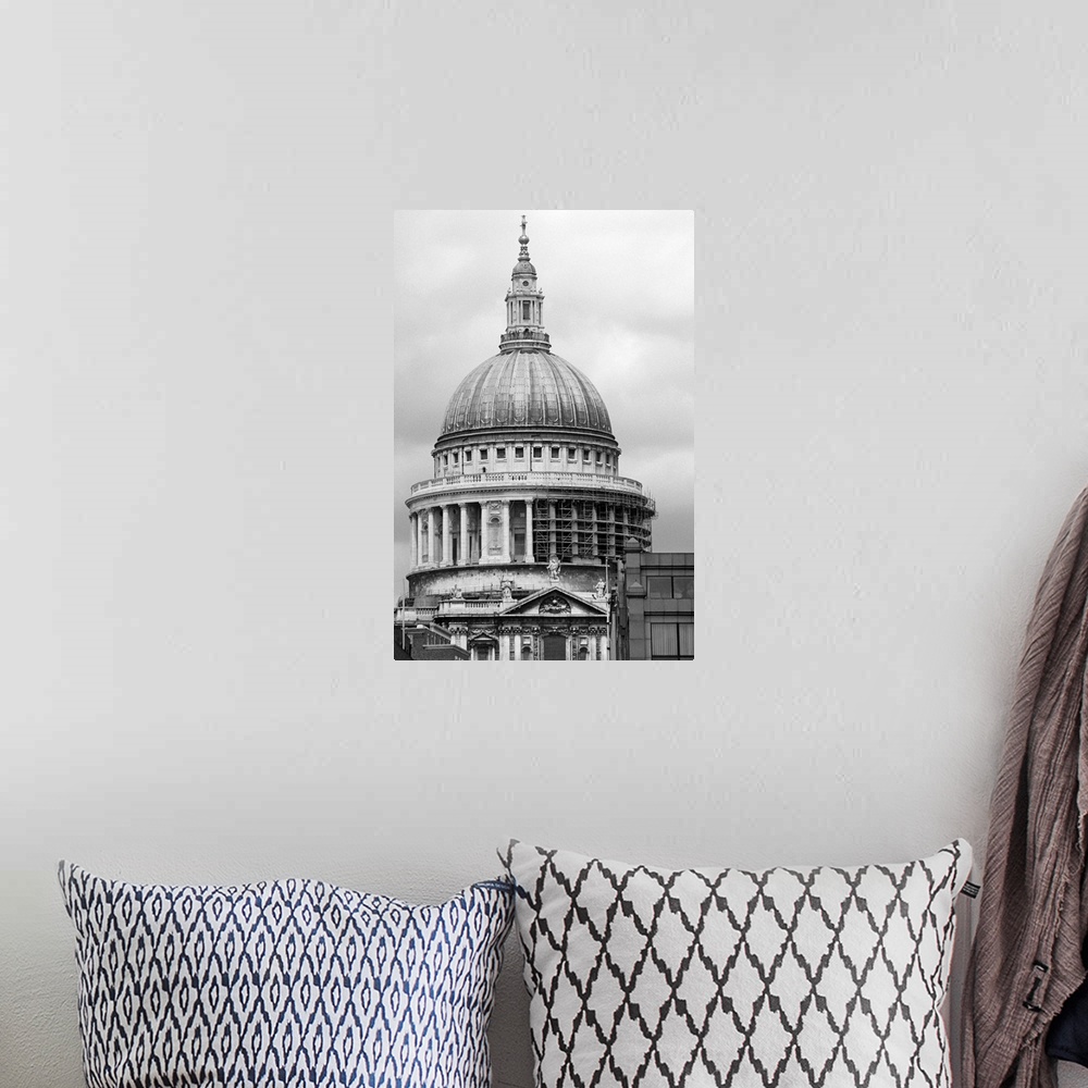 A bohemian room featuring St. Paul's Cathedral, London, England, (B&W)