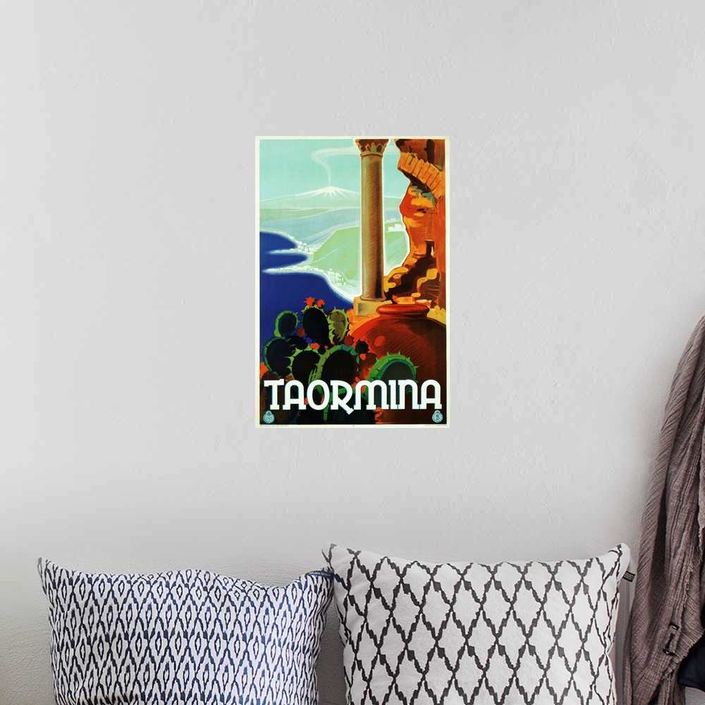 A bohemian room featuring Taormina Poster
