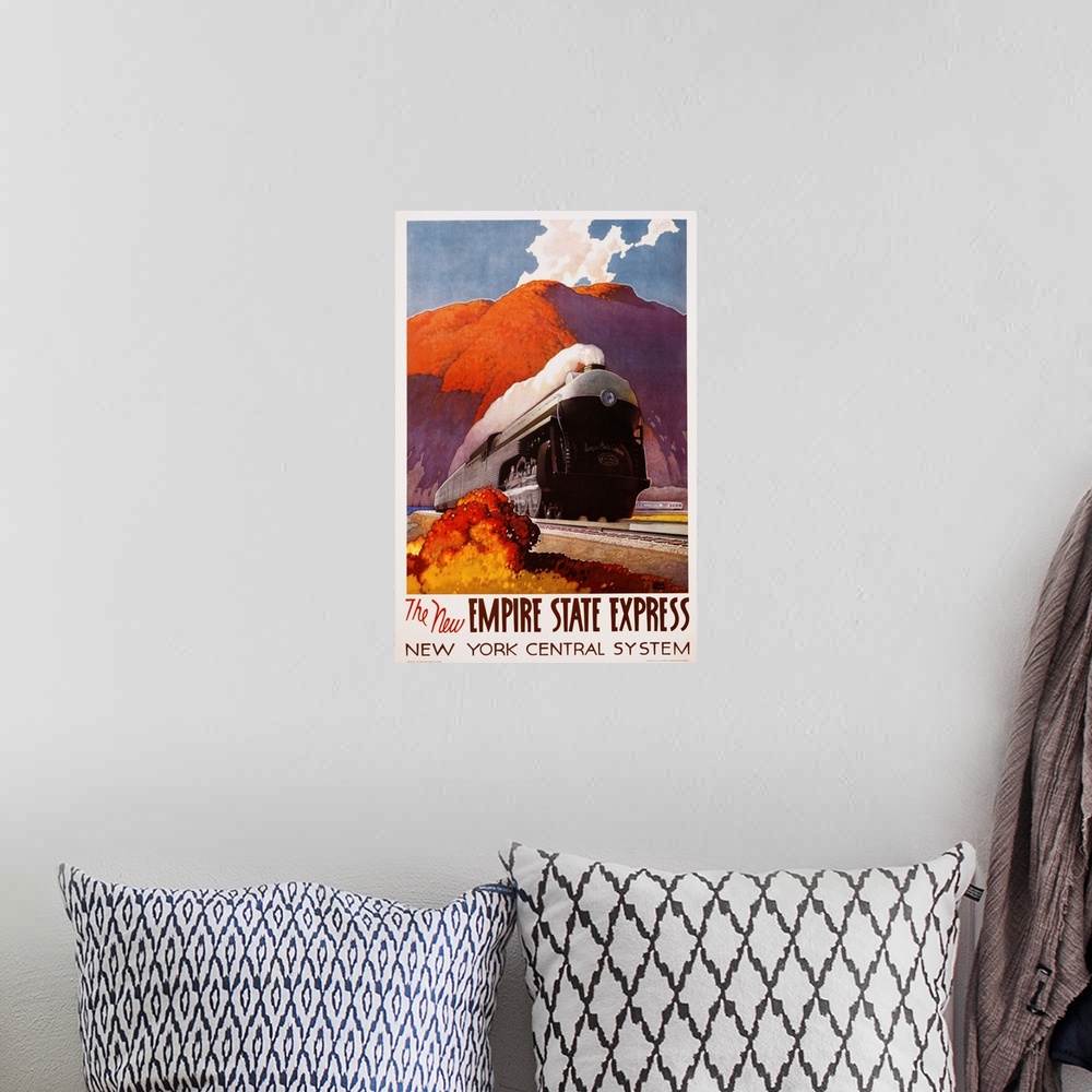 A bohemian room featuring The New Empire State Express Poster By Leslie Ragan