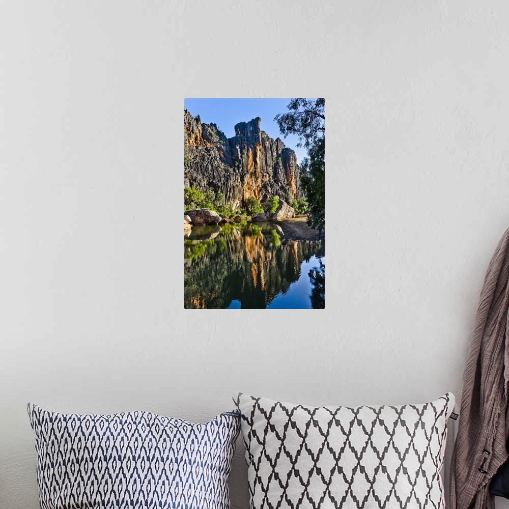 A bohemian room featuring Australia, Western Australia, Kimberley, Windjana Gorge National Parkthe steep walls of the Devon...