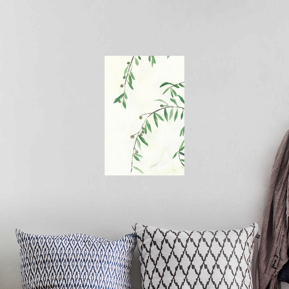 A bohemian room featuring Leafy Greens on White 2