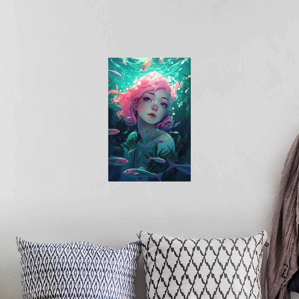 A bohemian room featuring Anime - Fish Girl IV