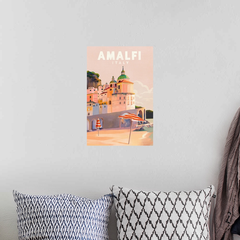 A bohemian room featuring Travel Poster Amalfi