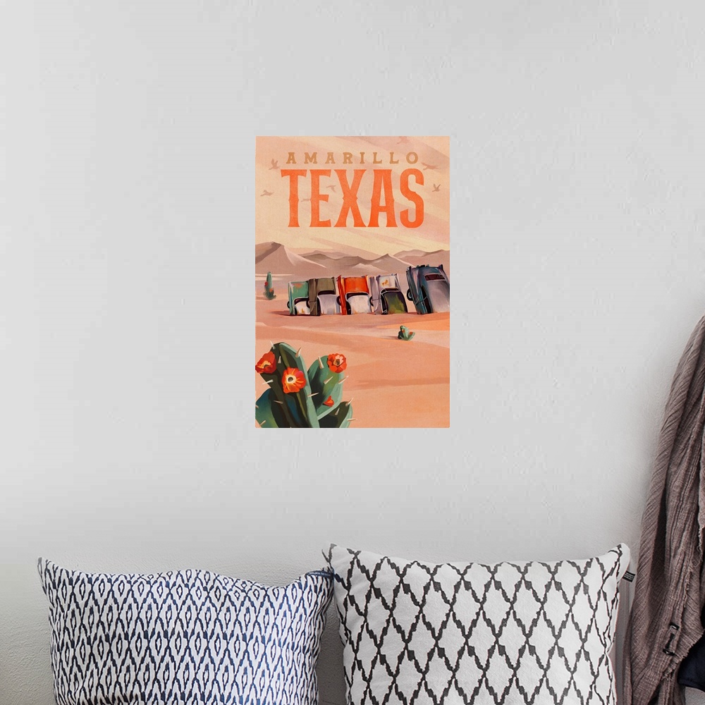 A bohemian room featuring Travel Poster Amarillo Texas