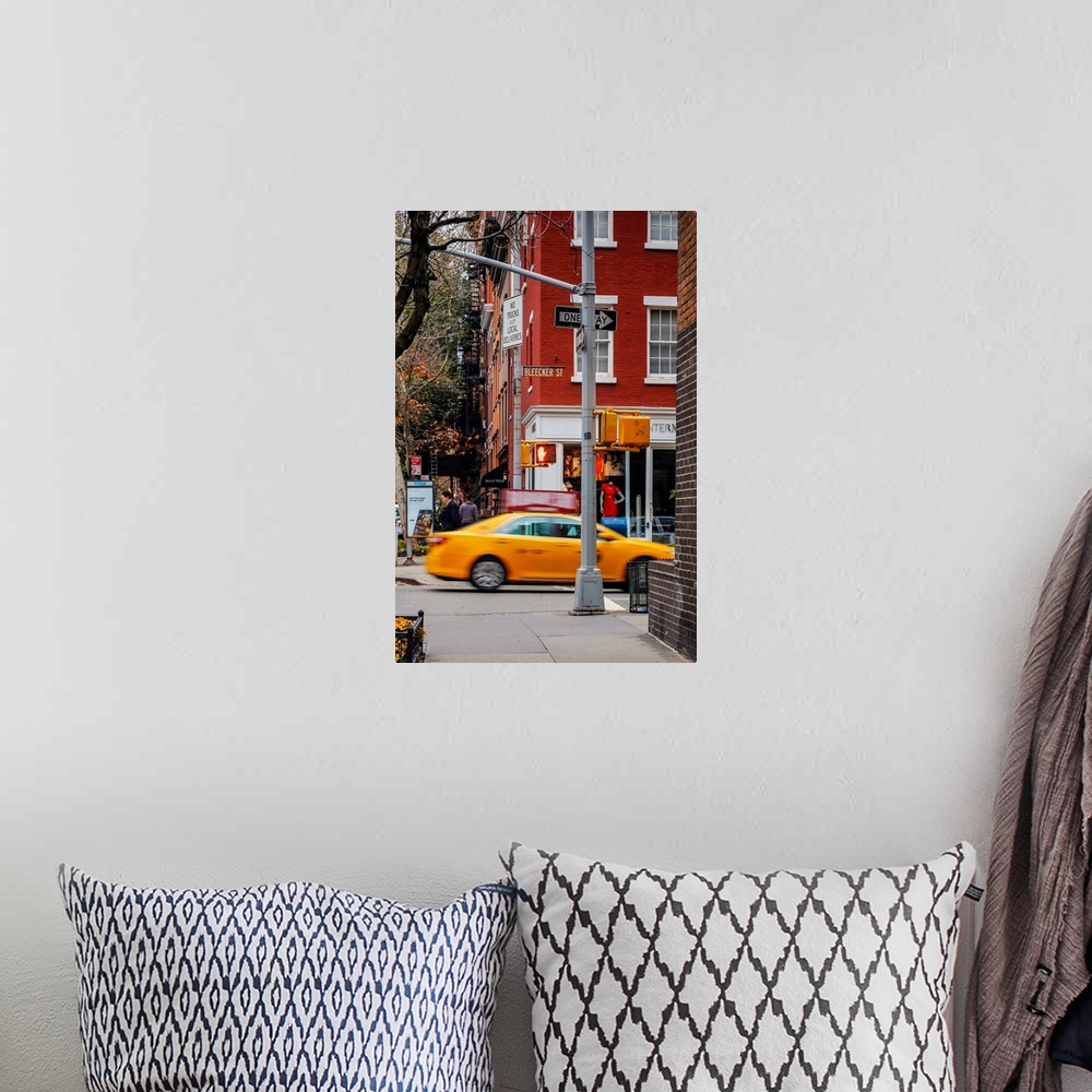 A bohemian room featuring Bleeker Street, Greenwich Village, Manhattan, New York City, New York, USA.