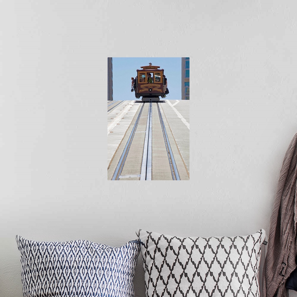 A bohemian room featuring Cable car crossing California Street in San Francisco, California, USA