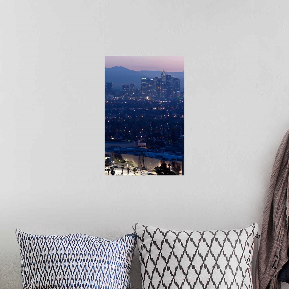 A bohemian room featuring USA, California, Los Angeles, downtown view from Baldwin Hills, dawn