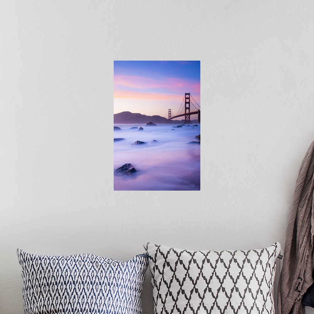 A bohemian room featuring USA, California, San Francisco, Golden Gate Bridge from Marshall Beach