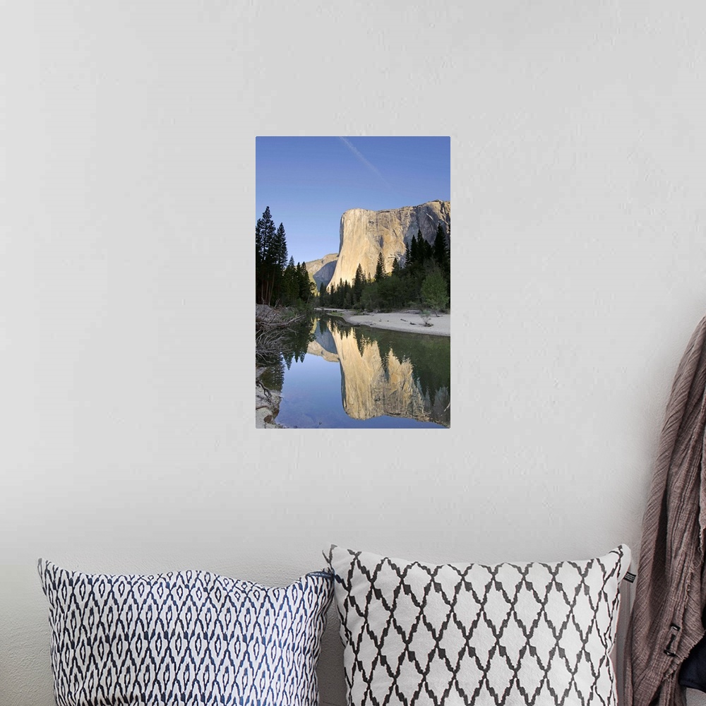 A bohemian room featuring USA, California, Yosemite National Park, Merced River, Cathedral Beach and El Capitan