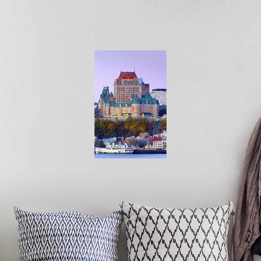 A bohemian room featuring Canada, Quebec, Quebec City, Vieux Quebec or Old Quebec across Saint Lawrence River or Fleuve Sai...