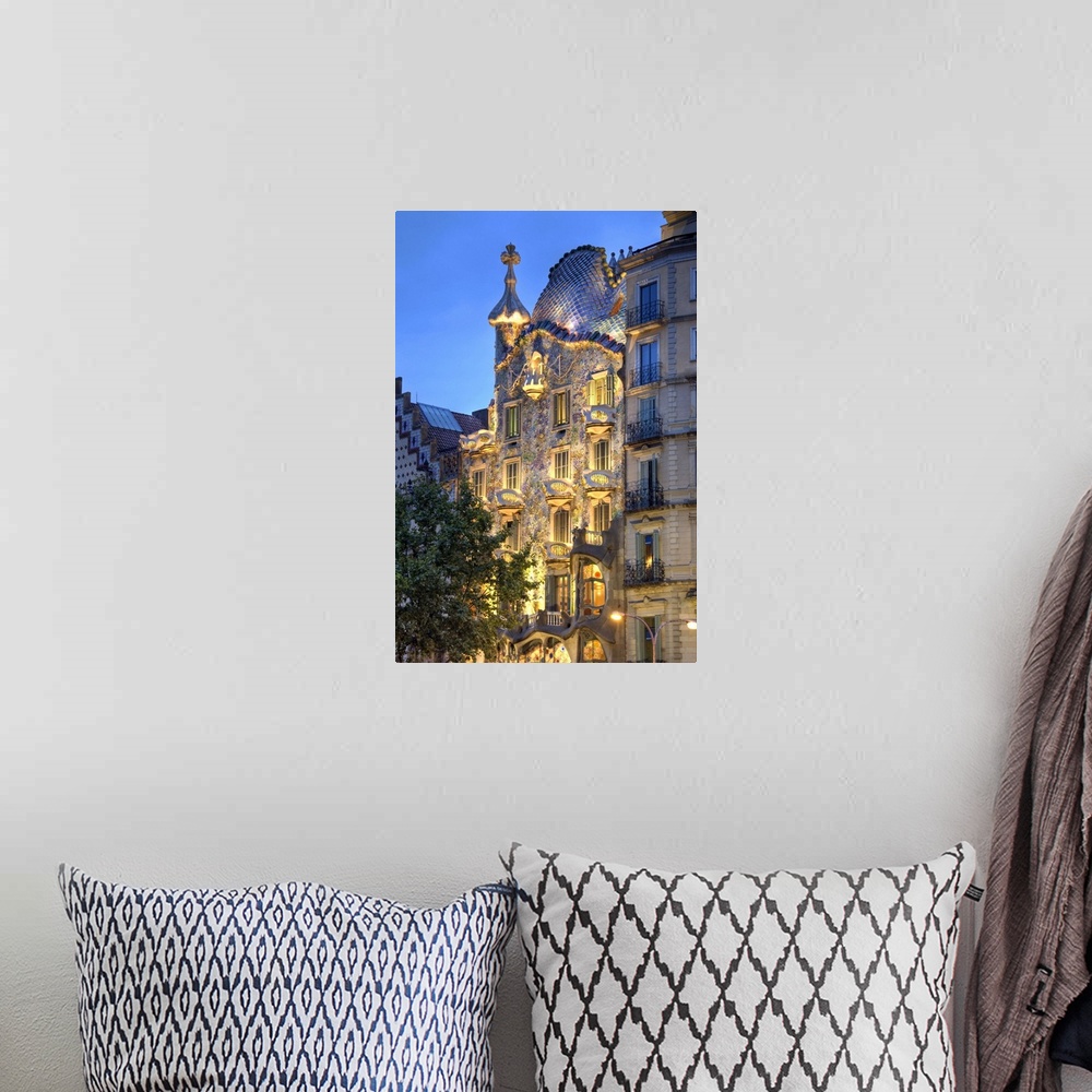 A bohemian room featuring Casa Batllo (by Gaudi), Passeig de Gracia, Barcelona, Spain