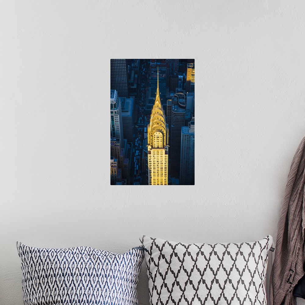 A bohemian room featuring Chrysler Building and Lexington Avenue, Manhattan, New York City, New York, USA.
