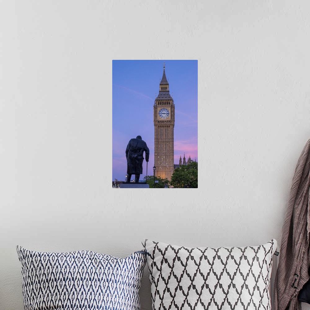 A bohemian room featuring Churchill Statue, Big Ben & Parliament Square, London, England, UK