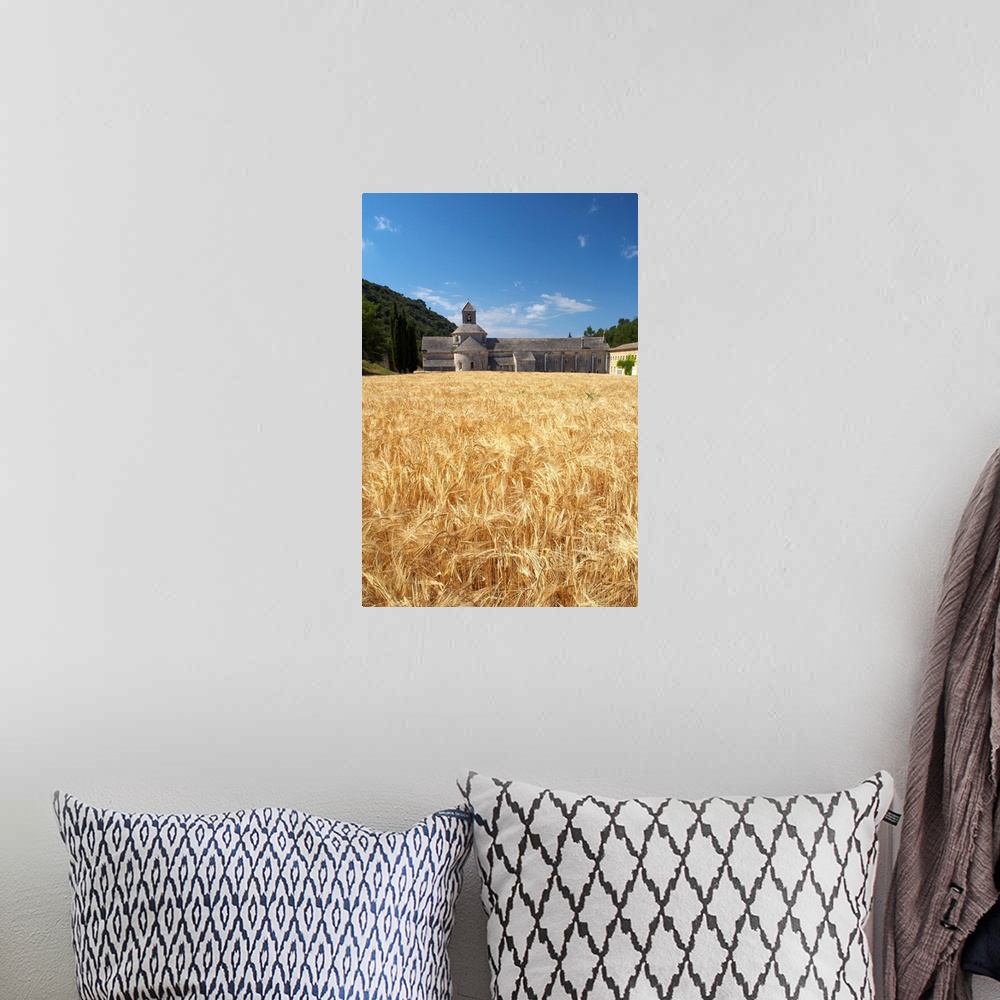 A bohemian room featuring Field Of Barley And Senanque Abbey, Alpes De Haute, Provence, France