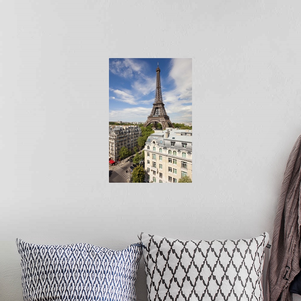 A bohemian room featuring France, Paris, Eiffel Tower, viewed over rooftops