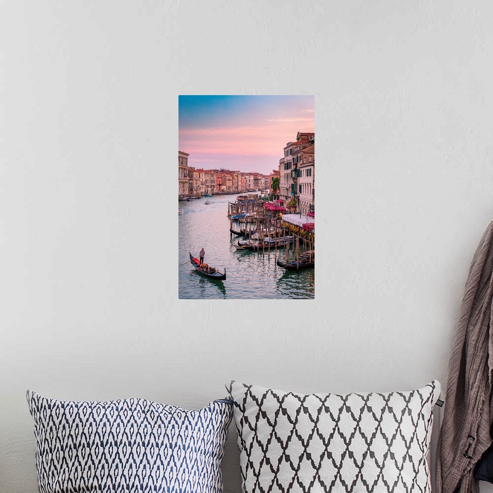 A bohemian room featuring Gondola In The Grand Canal At Sunset, Venice, Veneto, Italy