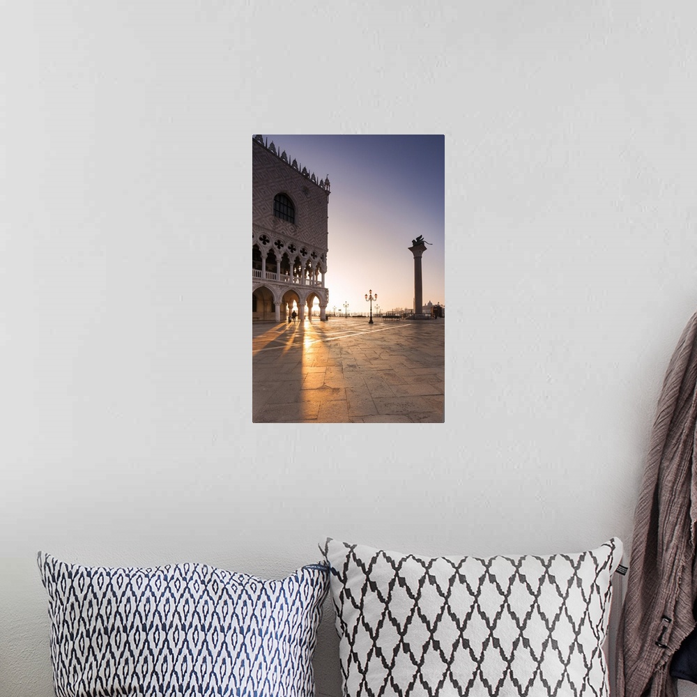 A bohemian room featuring Italy, Venice. Doges palace and piazzetta San Marco at sunrise