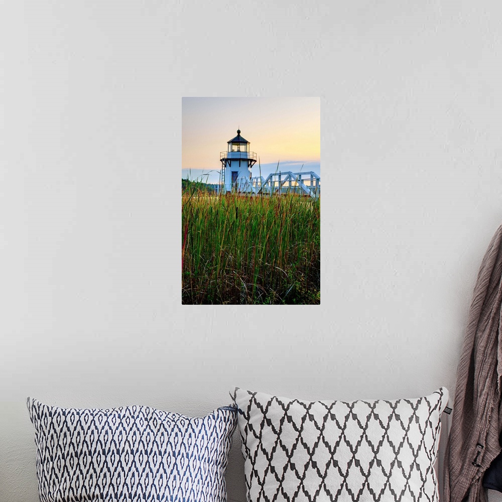 A bohemian room featuring USA. Maine. Doubling Point Light.