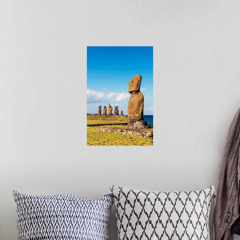 A bohemian room featuring Moai At Tahai, Easter Island, Polynesia, Chile