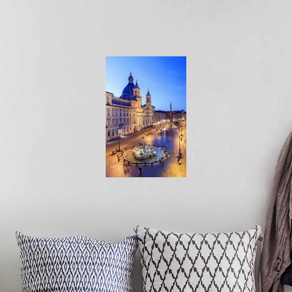 A bohemian room featuring Italy, Rome, Navona square with Sant'Agnese in Agone church and 4 rivers fountain (Fontana dei Qu...