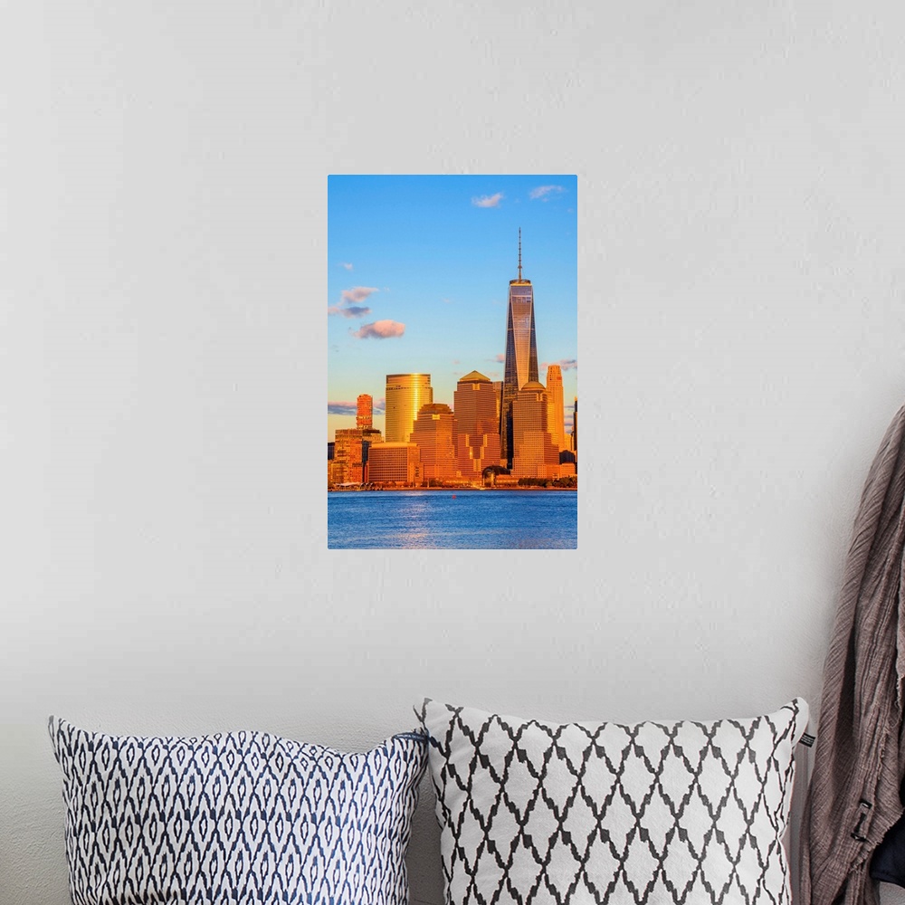 A bohemian room featuring USA, New York, Manhattan, Lower Manhattan and World Trade Center, Freedom Tower.