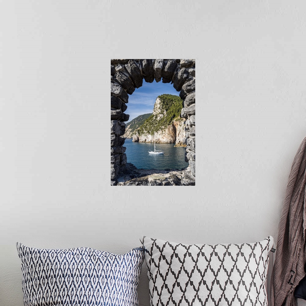 A bohemian room featuring Scenic sea view from the medieval walls of Porto Venere, Liguria, Italy