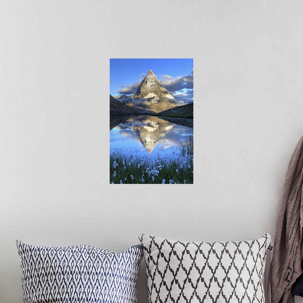 A bohemian room featuring Switzerland, Valais, Zermatt, Matterhorn (Cervin) Peak and Riffel Lake