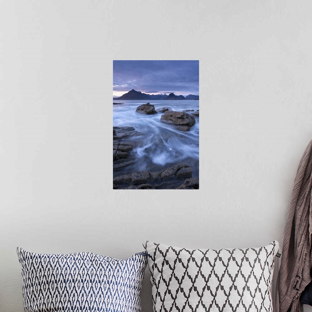 A bohemian room featuring The Black Cuillin mountains from the rocky shores of Elgol, Isle of Skye, Scotland. Winter (Decem...