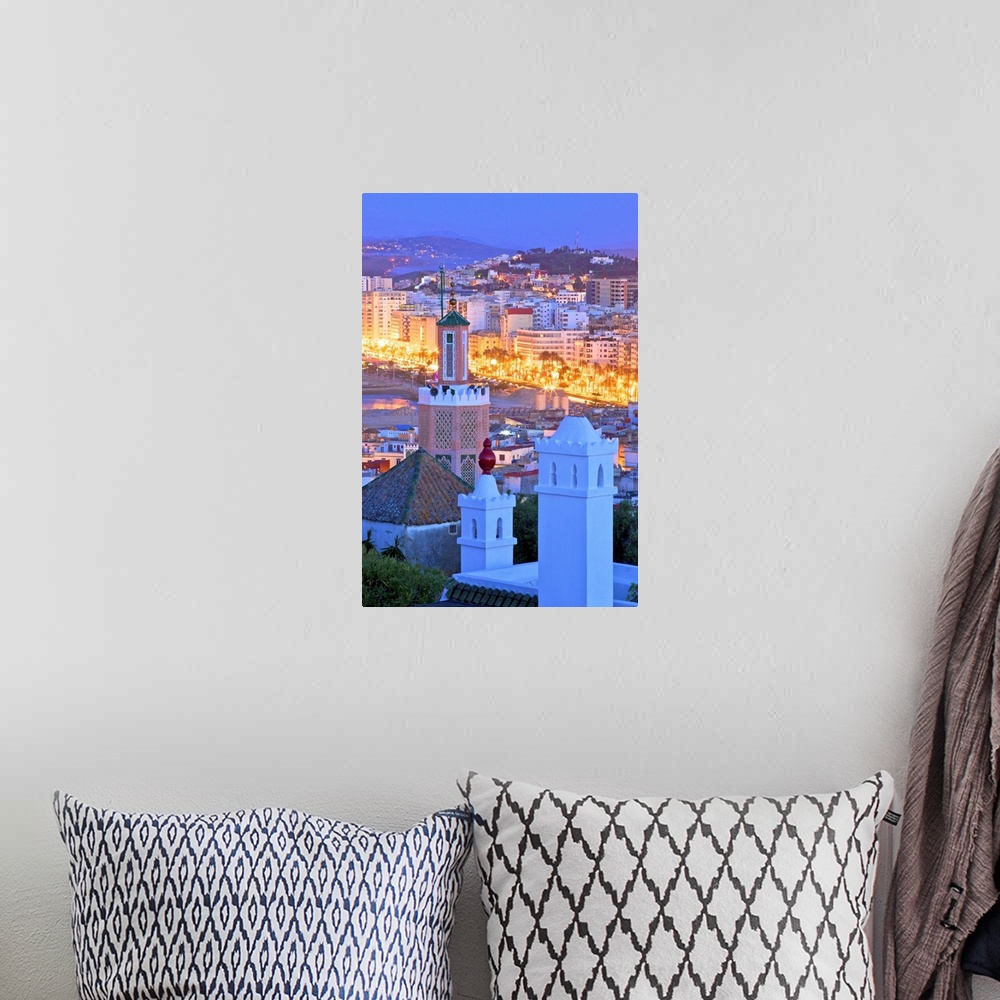 A bohemian room featuring View over Kasbah to Tangier, Tangier, Morocco, North Africa.