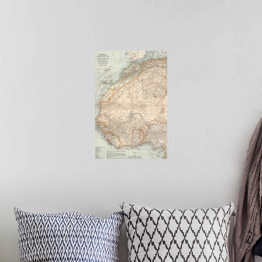 A bohemian room featuring Africa, North-West Part - Vintage Map