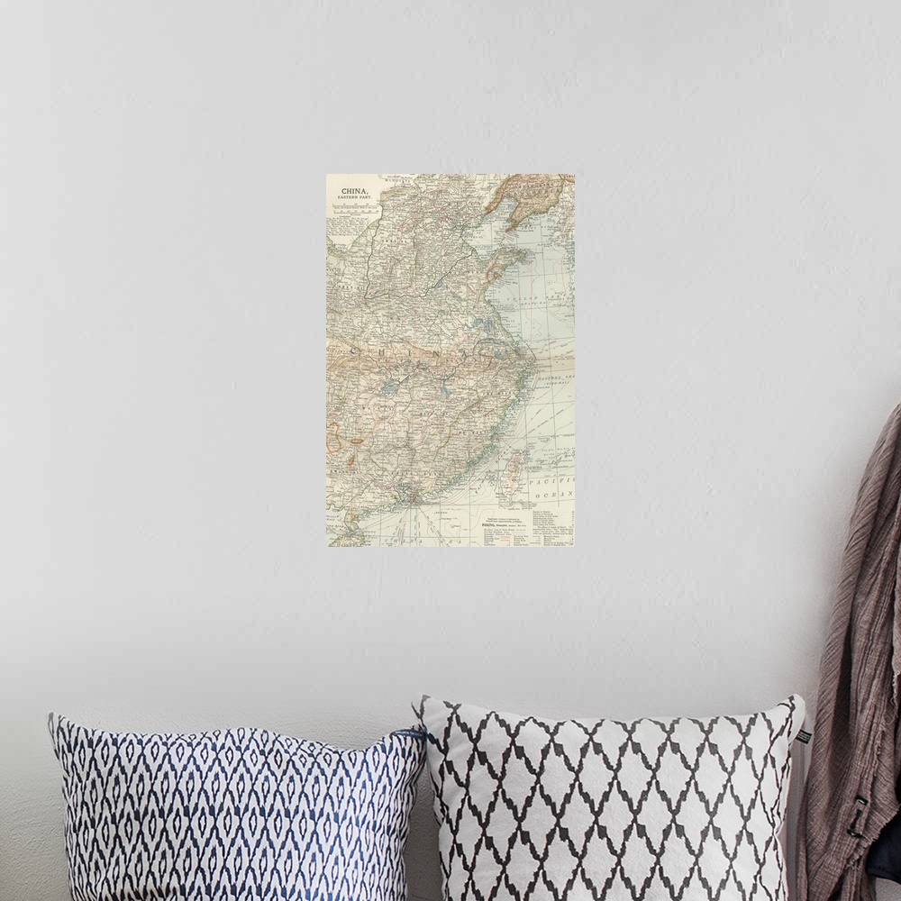 A bohemian room featuring China, Eastern Part - Vintage Map
