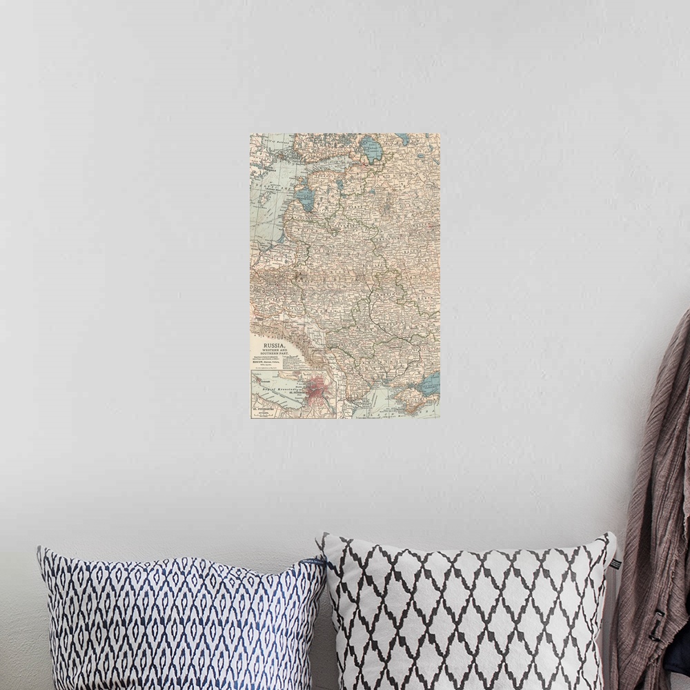 A bohemian room featuring Russia, Western and Southern Part - Vintage Map